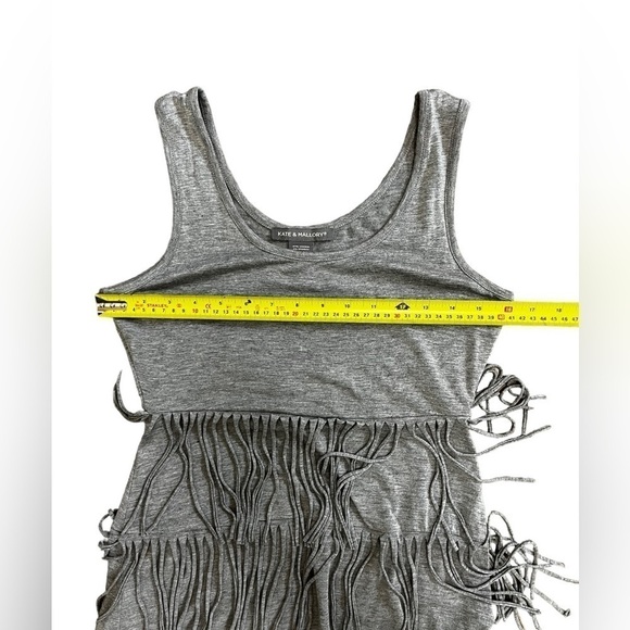 Kate and Mallory Knit Scoop Neck Fringed Hem Dress Grey - Picture 14 of 15
